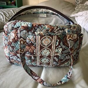 Vera Bradley Brown and Blue Patterned Diaper Bag
